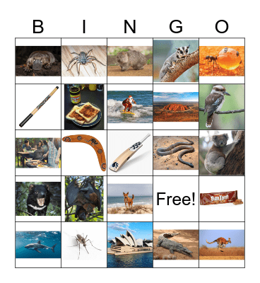 Australian Bingo Card