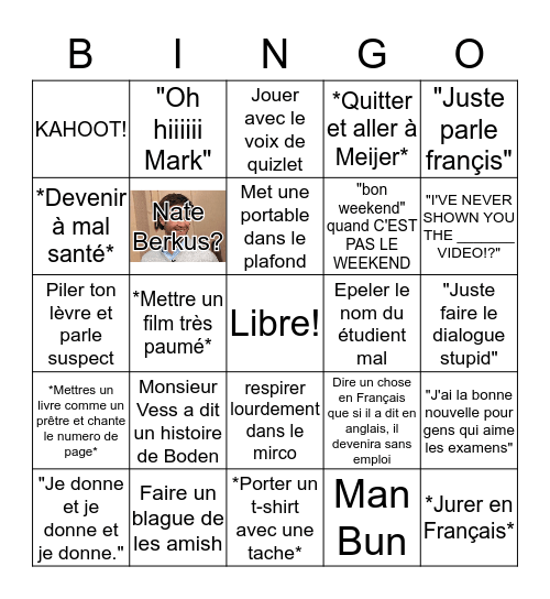 Monsieur Vess Bingo Card
