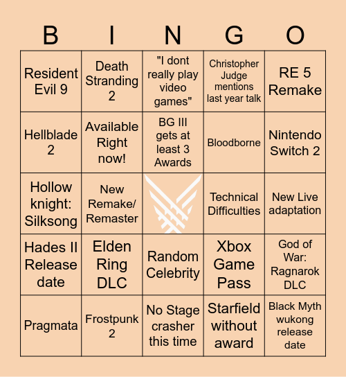 The Game Awards 2023 Bingo Card