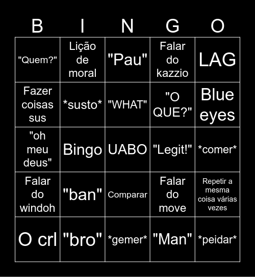 Wuant Bingo Card