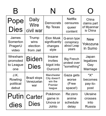 2024 Bingo Card