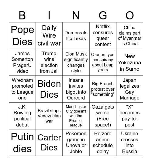 2024 Bingo Card