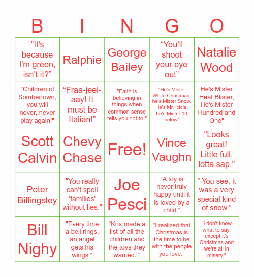 Christmas Bingo Card