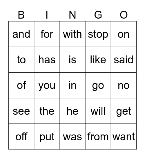 Red Word Bingo Card