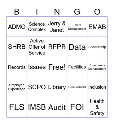 CMD Holiday Party! Bingo Card