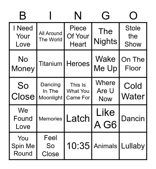 EDM Bingo Card