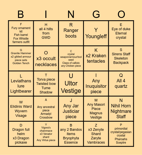 Zulraw Bingo Tile Sheet Bingo Card