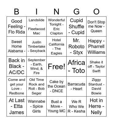 Music Round 2 Bingo Card