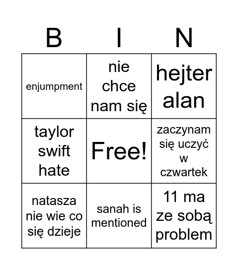 wow Bingo Card