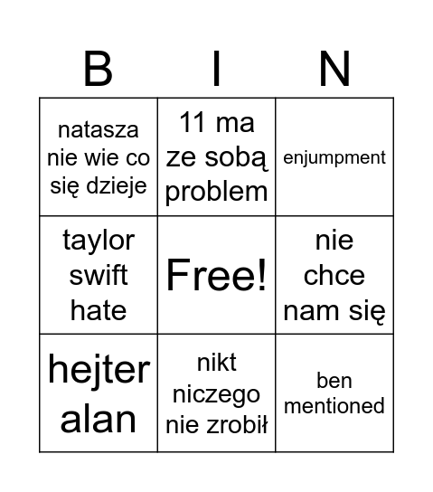 wow Bingo Card