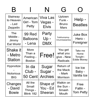 Music Round 3 Bingo Card