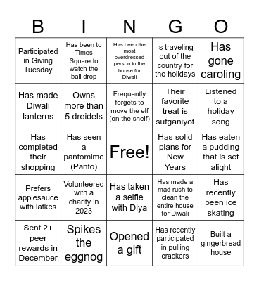 Holiday Mingle Bingo Card