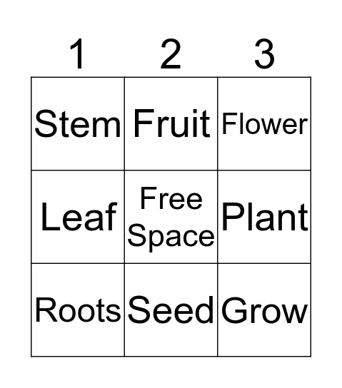 Parts of a Plant  Bingo Card