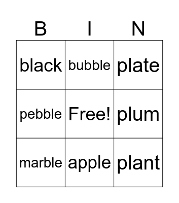 Spelling Practice Bingo Card