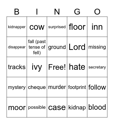 Sherlock Bingo Card