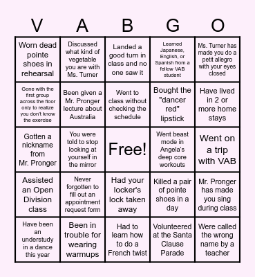 VAB 2023-2024 Bingo Card