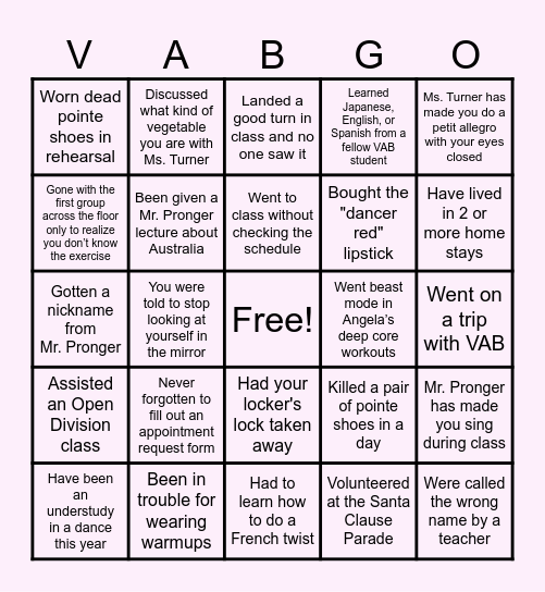 VAB 2023-2024 Bingo Card