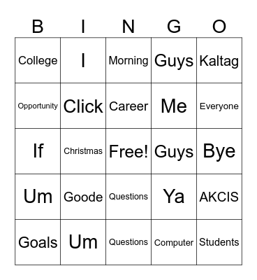 Career Lesson Bingo Card