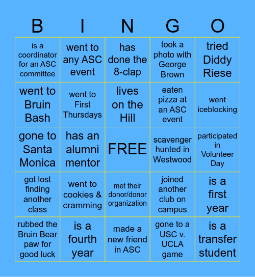 ASC Quarterly Bingo: Find a person who... Bingo Card