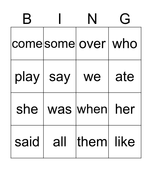 Lesson 23 Bingo Card