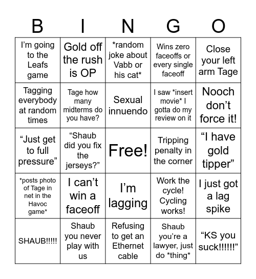 Ownage Bingo Card Bingo Card