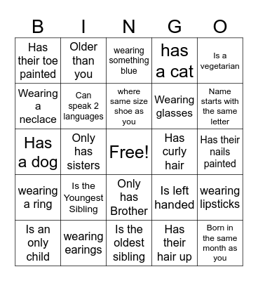 Getting to Know You Bingo Card