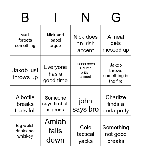 Foresthill (Meat Emoji) Bingo Card
