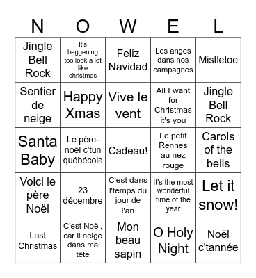 Bingo de Noël Bingo Card