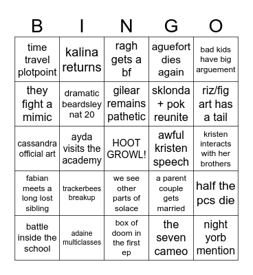 FHJY BINGO!! Bingo Card