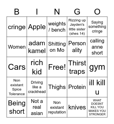 Sunny Bingo Card