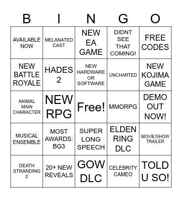 D'TOWN TGA '23 BINGO Card