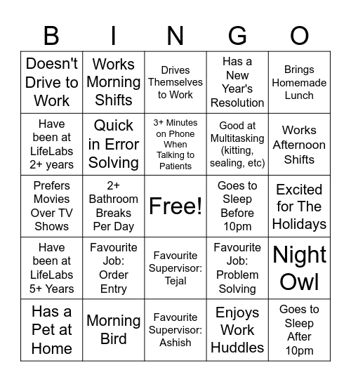 FITINGO Bingo Card