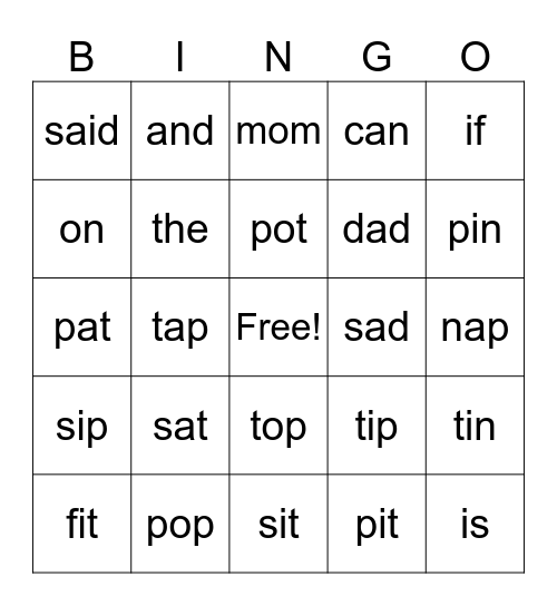 UFLI BINGO Card