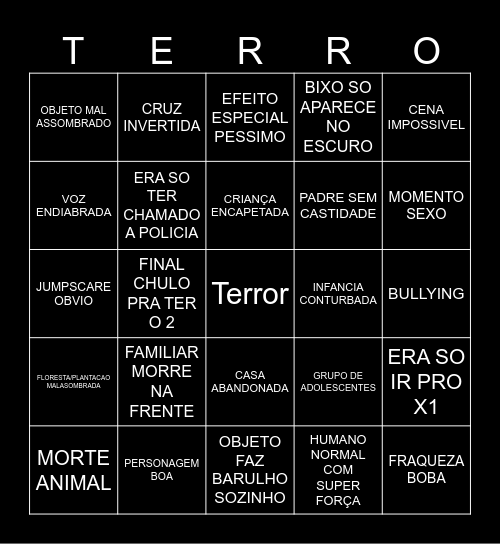 TERROR 💀 Bingo Card