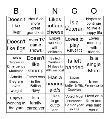 Stokesdale Find Someone Who... Bingo Card