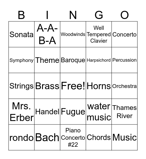 Week 23 CC Composer and Orchestra Bingo Card