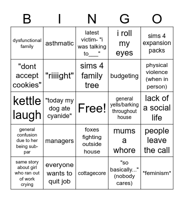 Hollie Bingo Card