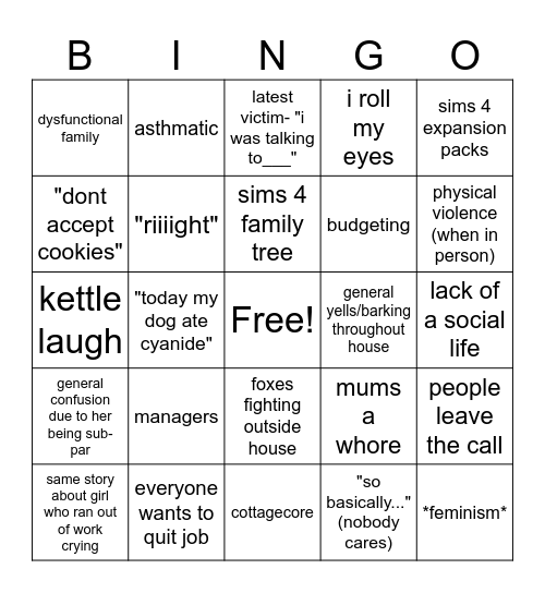 Hollie Bingo Card