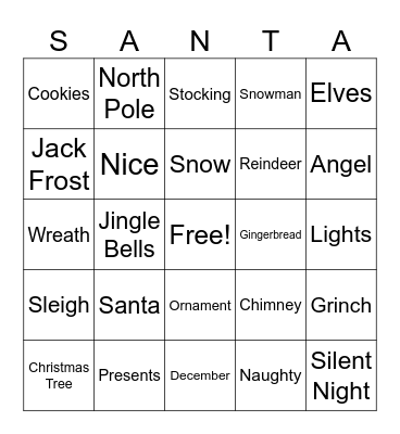 Christmas Bingo Card