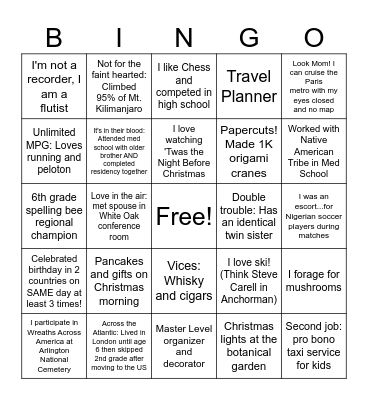 DCR Bingo (Dec 2023) Bingo Card