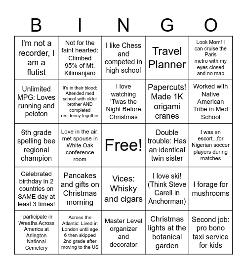 DCR Bingo (Dec 2023) Bingo Card