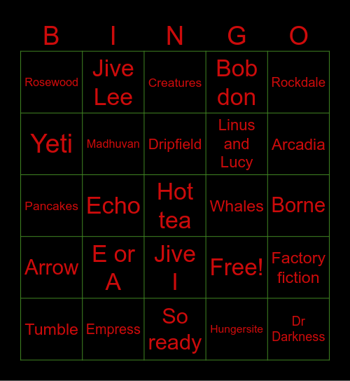 Goosemas 2023 Bingo Card