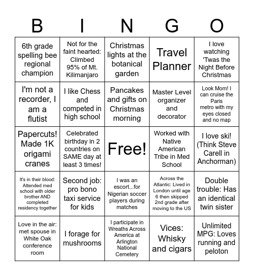 DCR Bingo (Dec 2023) Bingo Card