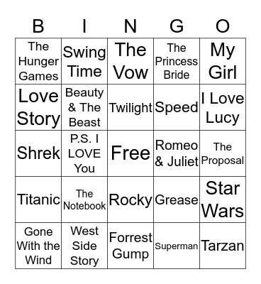 MOVIE  Bingo Card