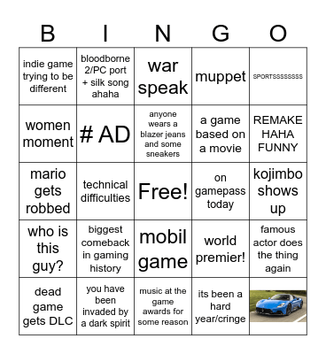 THE GAME AWARDS 2023 Bingo Card