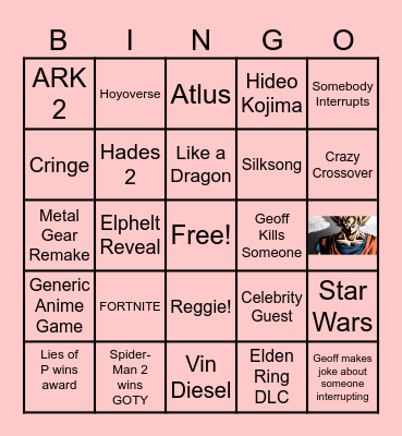 GAME AWARDS Bingo Card