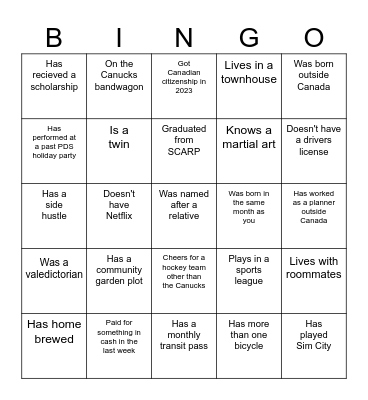 Hootenany Mingle Bingo 2 Bingo Card