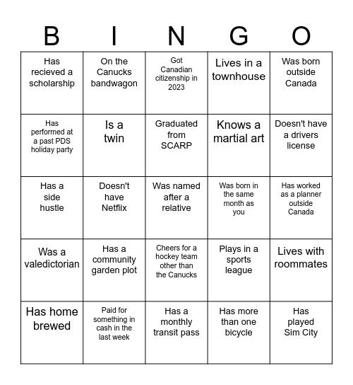 Hootenany Mingle Bingo 2 Bingo Card