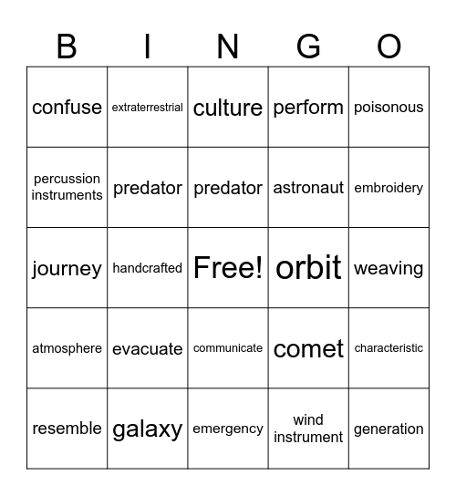 OW5 Bingo Card