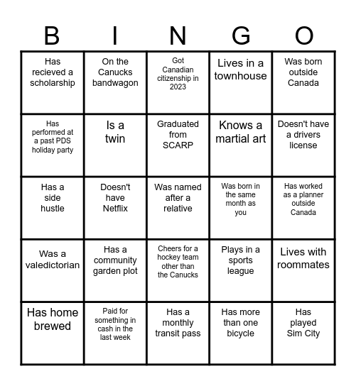 Hootenany Mingle Bingo 2 Bingo Card